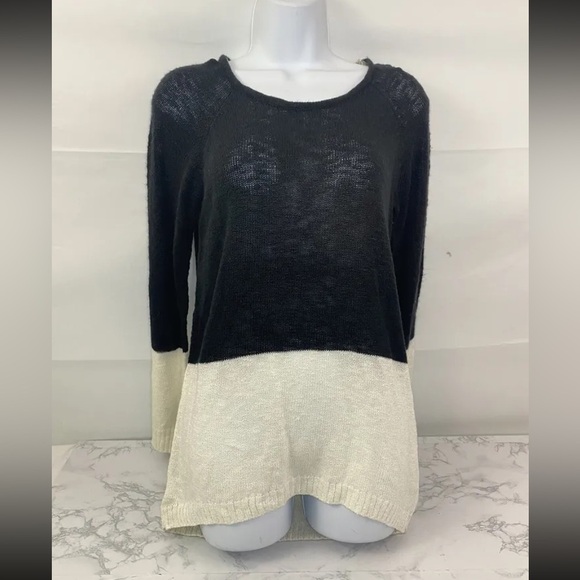 AB Studio Tops - AB STUDIO Knit Tunic Sweater Womens Size S Black Ribbed Heathered LIGHTW…​​